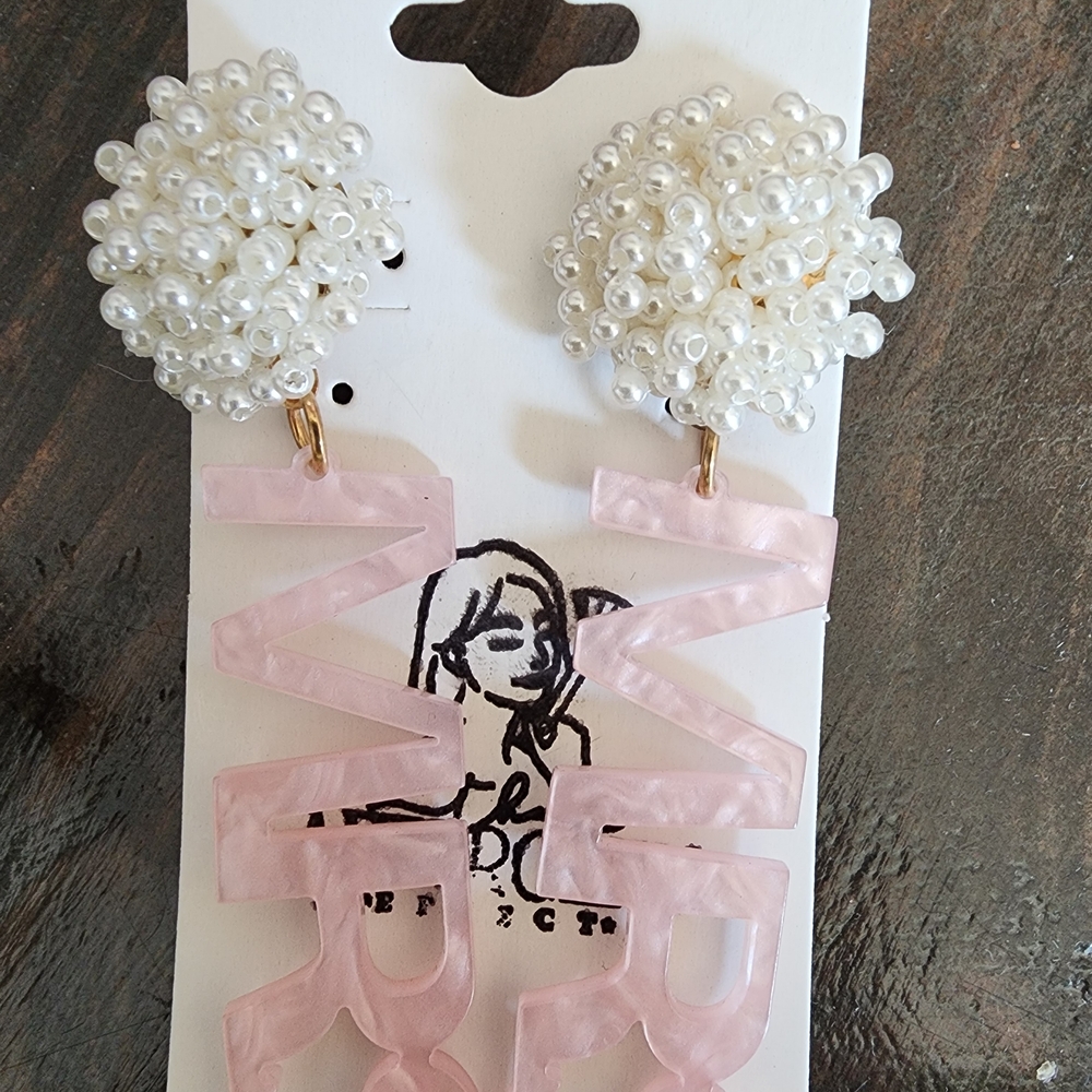 Pink Pearl Cluster Statement Earrings